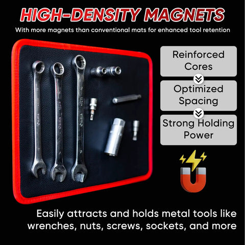 Heavy Duty Magnetic Tool Mat And Tray For Garage Workshop with Flexible PVC Surface holding wrenches and screws