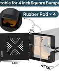 Aluminum RV Bumper End Cap Kit Two Pack For 4 Inch Square Campers showing measurements and latch detail.