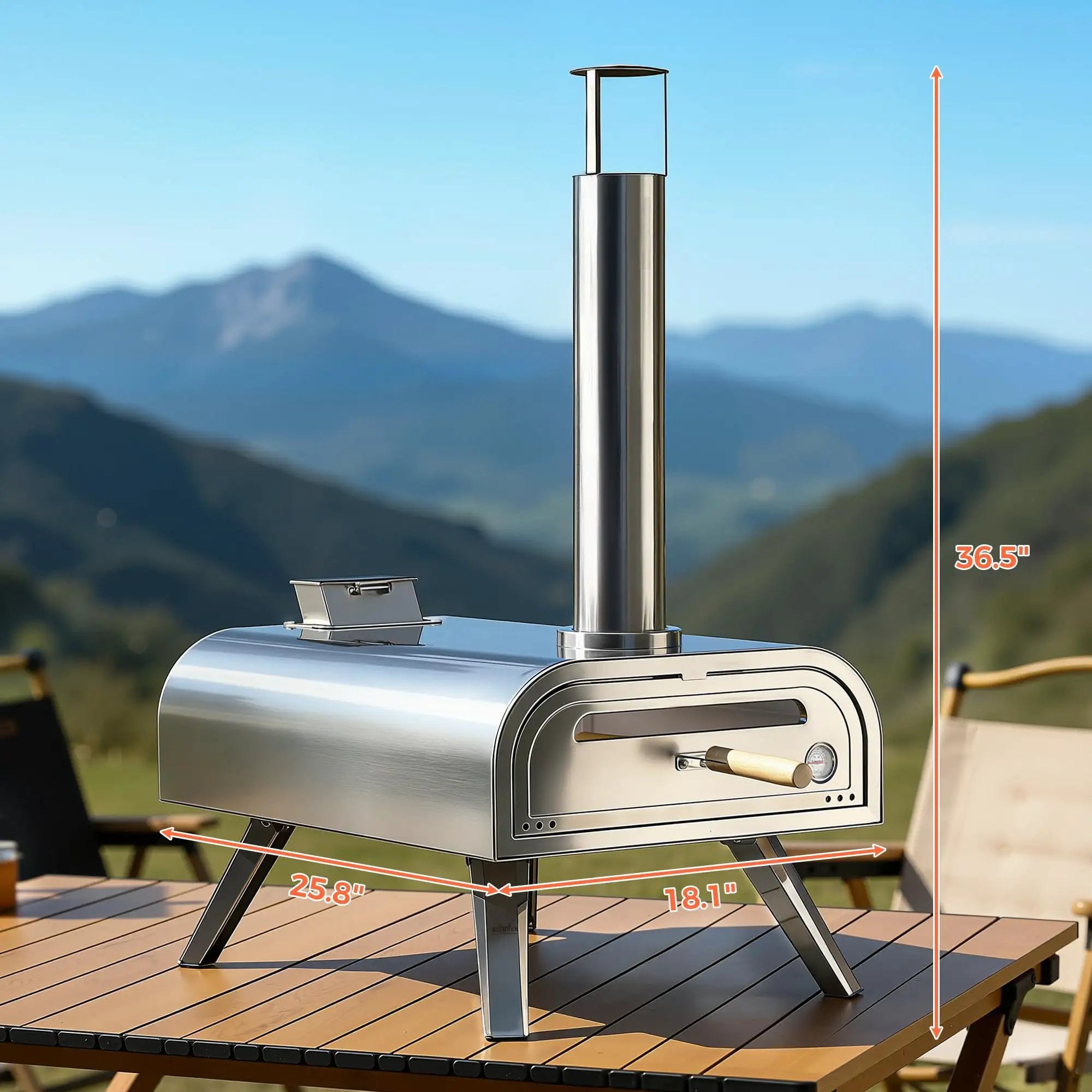 16 Inch Multi-Fuel Outdoor Pizza Oven 1112°F Pizza ✓