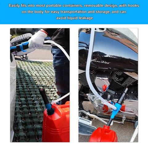 Heavy Duty No Sweat Portable Battery Operated Electric Siphon Pump With Adjustable Flow Control 2.2 GPM in use transferring liquid.