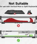 Diagram showing compatibility of under desk keyboard tray with different keyboard and mouse types.