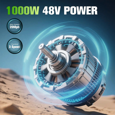 Hardcore Electric Go Kart With 1000W Brushless Motor, 48V Battery; motor illustration, 20 MPH max speed label visible