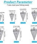 Bullet Style Sinkers For Saltwater Fishing displayed in 1oz to 8oz sizes, ideal for surf casting in strong waves and currents.