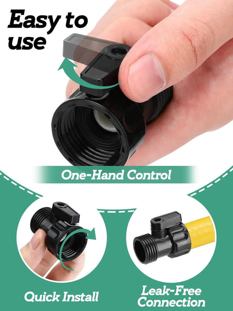 12 Pack Three Quarter Inch Plastic Garden Hose Shut Off Valve With Quick Connect Fittings For Standard US Hoses Easy Snap Watering Connector Kit For Sprinklers Nozzles And Yard Accessories black ABS valve, one-hand control, quick install