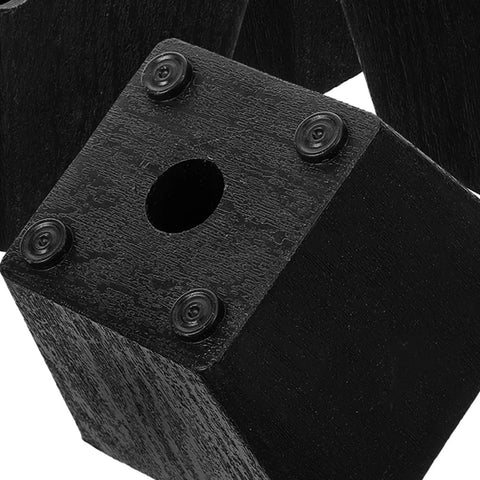 Close-up of black Eight Pack Square Furniture Legs With Threaded Studs, Adjustable Three Inch Leveling Feet for stability