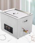 Professional Grade 30 Liters Stainless Steel Ultrasonic Cleaner With Built In Heater And Digital Timer For Jewelry Watches Sick Clean Cavitation Wash System with digital control panel and jewelry nearby.