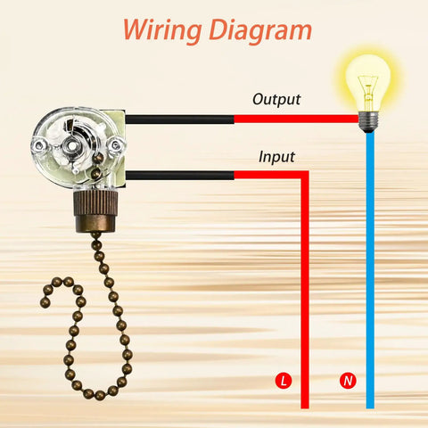 Wiring diagram for ZE109 Ceiling Fan Light Switch Replacement 2 Pack Pull Chain On Off Switch For Ceiling Fans Lamps And Wall Lights