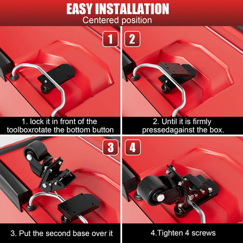 Installation steps for Steel Construction Front Wheels for Packout Caster Kit on toolbox