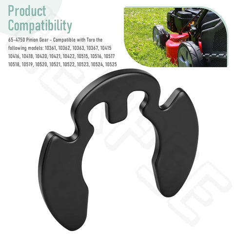 Black plastic shape of a pinion gear for Pinion Gear 65 4750 614438 Replacement For Toro Super Recycler Push Lawn Mowers