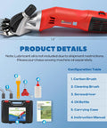 Heavy Weight Electric Sheep Shears Featuring 1200W Motor And 3800 Rpm Output with accessories like oil bottle and cleaning brush.