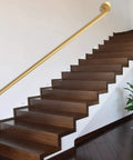 Industrial Pipe Stair Handrail Kit Golden Wall Mounted Railing System For Home Interior Exterior Stairs Lofts Bathrooms Built Like A Tank Heavy Duty Support Bar Hassle Free Install on wooden staircase