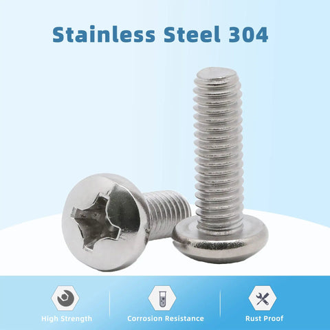 1/4-20 Pan Head Machine Screws 1/2 Inch Full Thread 304 Stainless Steel 18-8 Pack Of 25 Heavy Duty Coarse Thread For Electronics