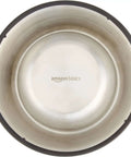 Top view of a stainless steel dog bowl with non-skid rubber base, part of a Stainless Steel Non Skid Dog Food And Water Bowls Set Of 2 For Pups.