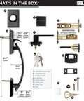 Modern Matte Black Front Entry Door Handleset With Low Profile Exterior Lockset Halifax Lever And Single Cylinder Deadbolt components layout