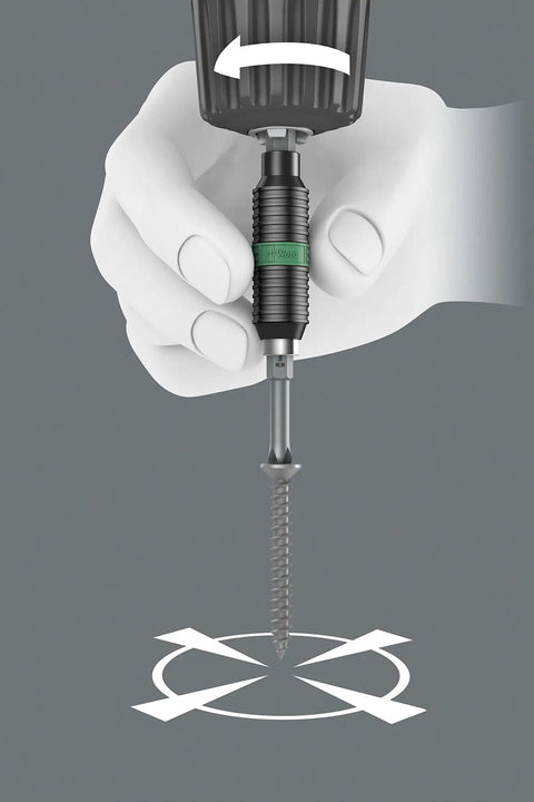 Hexagon 897 Four R SB BiTorsion Rapidaptor Universal Bit Holder For Quarter Inch Shank shown in use with drill