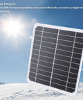 20W Monocrystalline Solar Panel for fast charging cameras and other devices with an adjustable bracket in sunlight.