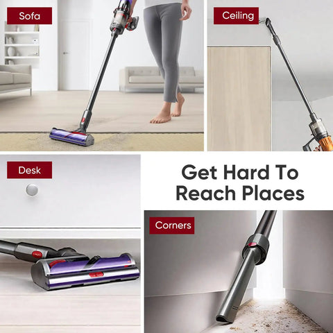Premium Aluminum Quick Release Extension Wand For Dyson V12 Detect Slim And V10 Digital Slim Cordless Vacuums Replacement Extension Tube No Fuss Easy Snap Fit Long Lasting Gray Finish cleaning in hard-to-reach places including sofa, ceiling, desk, and corners.