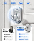 Heavy Build Satin Nickel Keypad Door Knob Lock Keyless Entry Handle with waterproof design, aluminum alloy construction for durability.