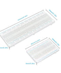 All In One Solderless Breadboard Kit With Two 830-Point Boards And Two 400-Point Boards dimensions and measurements shown