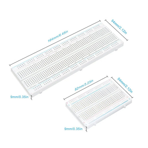 All In One Solderless Breadboard Kit With Two 830-Point Boards And Two 400-Point Boards dimensions and measurements shown