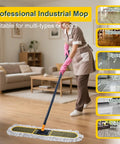 Heavy Duty 2 Pack 36 Inch Cotton Dust Mop Replacement Heads, Workhorse Pads, cleaning laminate floor with mop