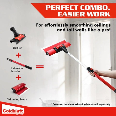 Drywall Skimming Blade Handle Adapter With Quick Release Design And Pro Grade Multi Angle Adjustment in use on wall