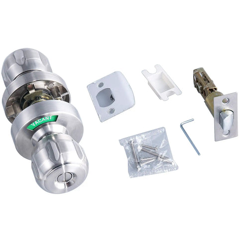 Privacy Door Knob Lock With Large Indicator Window, Thumb Turn, ANSI Grade 2, parts and screws included