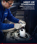 Technician installing Electric Fuel Pump Module Assembly Drop-In Replacement For Ford E Series Vans 2011 To 2019 midship tank