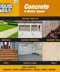 Heavy Duty Concrete And Mortar Repair Adhesive For Plugging Deep Cracks And Patching Blown Out Masonry Indoors Or On The Driveway Pro Grade Water Resistant All Weather Formula 10 3 Oz Tube showcased in various repair applications.