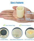 Bulk Set Of 10 Flameless Votive Candles With Remote And Timer, Battery Operated Tealights displaying size and features
