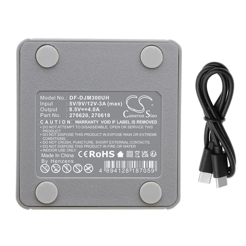 Back view of Rugged Drone Charger For DJI Mini 3 And Mini 3 Pro with detailed model information and durable cables