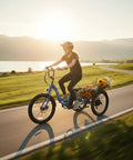 Folding Electric Tricycle For Adults With 3 Wheels 600W Peak Power 24 Inch Wheel 499Wh Battery Removable Battery LCD Display Rear Differential Basket Senior Friendly Easy Cruising Daily Neighborhood Rides, rider on blue trike