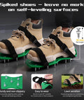 Close-up of spiked shoes for 20 Inch Self Leveling Spiked Roller Kit With Telescopic Handle, showing non-slip feature.