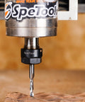 Compression Router Bits Set Five Pieces With One Quarter Inch Shank And One Quarter Inch Cutting Diameter CNC router in use.