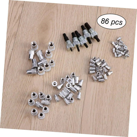 Rock Solid 86 Piece Rivet Nut Kit And Heavy Duty Tool For Metal Assembly Jobs Perfect For Steel Projects Electrical Wiring Ducts And General Fabrication Tasks With M5 M7 M8 Sizes Included In This Ultimate Rivnut Gun Set, 86pc rivnuts