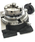 4 Inch Milling Indexing Rotary Table Kit With Tailstock, M6 Clamp Set, 65mm Self Centering 3 Jaw Chuck And Round Vise close-up view