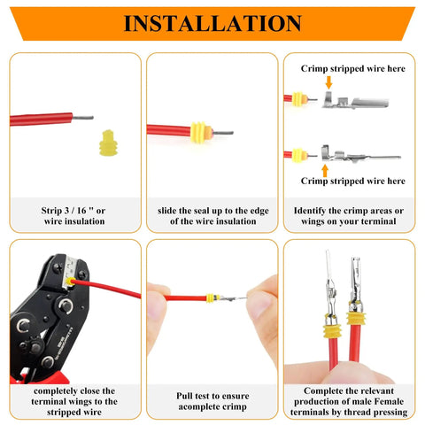 Installation guide for Must Have Waterproof Automotive Electrical Connectors Kit 1 To 6 Pin Set With Ratcheting Crimper Pliers