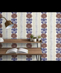 Rustic Stripes Wallpaper With Matte Linen Texture And Pvc Free Finish Heavy Duty Commercial Grade Wallcovering in a home office setting.