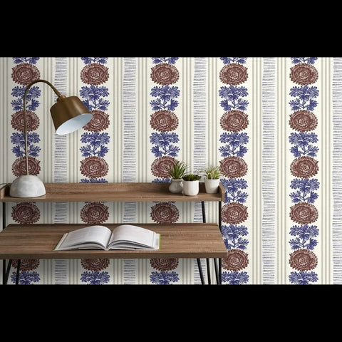 Rustic Stripes Wallpaper With Matte Linen Texture And Pvc Free Finish Heavy Duty Commercial Grade Wallcovering in a home office setting.