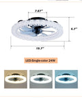 Dimensions of Neojoyoenix Light Fixture, Galaxy Ceiling Fans with Kit, showing 19.7inch round design with LED light.