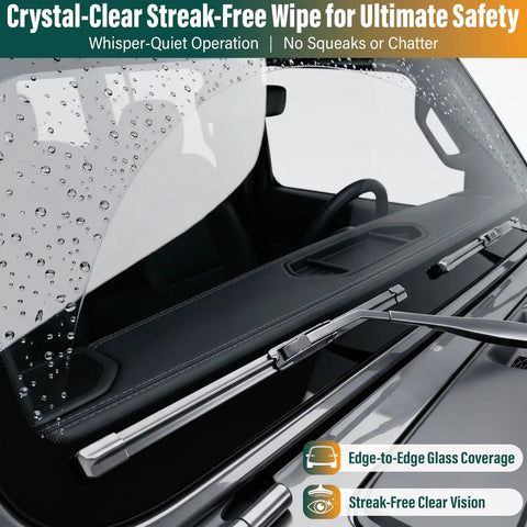Straight Up Windshield Wiper Blades Replacement For Hyundai Palisade 2020 Through 2025 on wet windshield showing clear visibility.