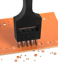 Brogue Style Leather Hole Punches 5 Hole Puncher for DIY leatherwork shown perforating leather for stitching projects.