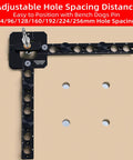Go-To Precision 20mm Bench Dog Hole Drill Guide And Template for building MFT table tops on a workbench with adjustable spacing.