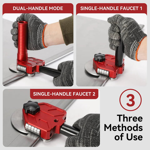 Sheet metal bender tool, red with dual- and single-handle modes and rotary ergonomic handle