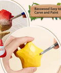 24 Piece Basswood Carving Blocks Kit With 3 Sizes For Whittling And Crafts, showing painted star and Santa figure