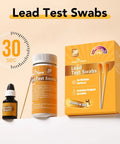 Lead Test Kit With Vinegar For Home Surfaces, 30 Rapid Swabs pictured with reagent and packaging