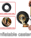 Heavy Duty Outdoor Caster Wheels Pair With 360 Swivel And Fixed Rolling Modes Featuring Durable Rubber Tires And Steel Mounts Running Smooth Like Butter For Daily Hauls, showing inflatable casters with rubber inner tube.