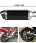 Aluminum Exhaust Muffler Slip-On With Removable dB Killer, 1.5-2 Inch Inlet for Motorcycles, 365mm Length, Stainless Steel Connector