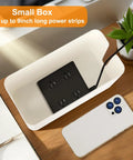 Mini Cable Management Box For Home Theater Office Or Dorm Hide Those Cables Fast With A Simple Wrap Wire Concealer Cord Cover And Organizer Keeps Your Space Clean Safe And Playable In White, showcasing interior power strip view.