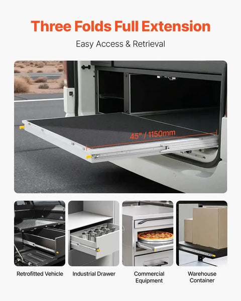 No Fuss Full Extension Drawer Slides 1 Pair Tough As Nails showcased in a retrofitted vehicle with 45 inch length.